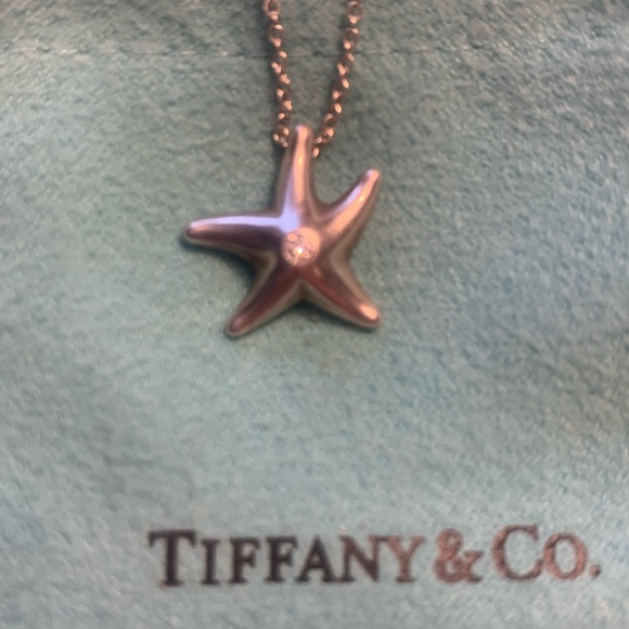 Beautiful Elsa Peretti Starfish necklace with diamond in the center. - Picture 1 of 6